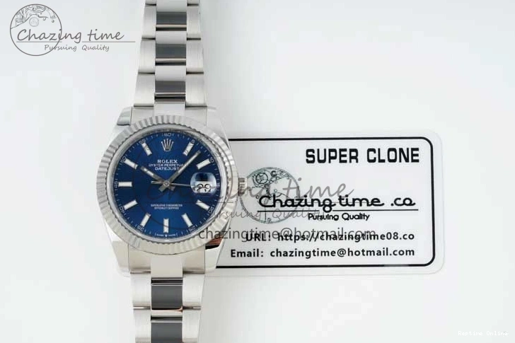 0219 DateJust 41 126334 NTF 1:1 Best Edition 904L Steel Blue Stick Dial on Oyster Bracelet VR Durable 2280